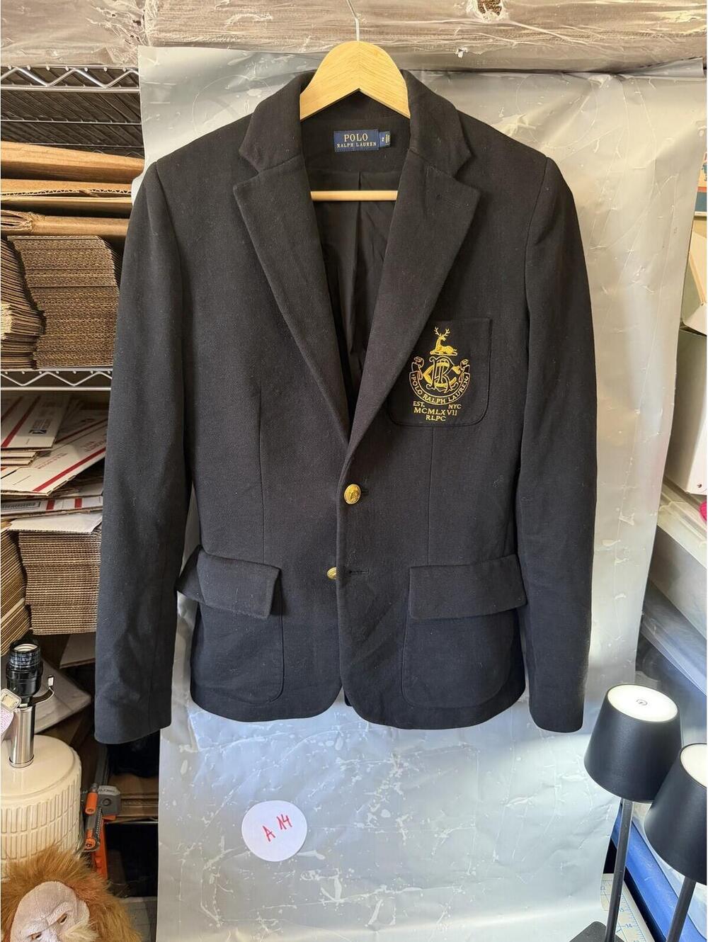 Polo Ralph Lauren Black Blazer Women's Size 2 Crest Logo Gold Buttons